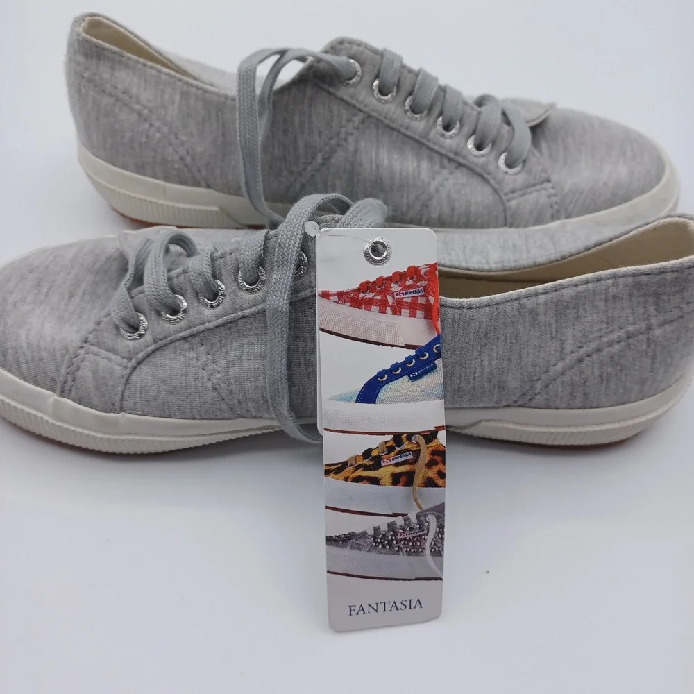 Superga 2750 Jersey Sneaker Womens 8 Grey New‎ Low Top Lace Up Casual Shoes